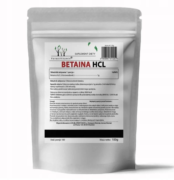 Forest Vitamin Betaina HCL CHLOROWODOREK TRAWIENIE 100 g