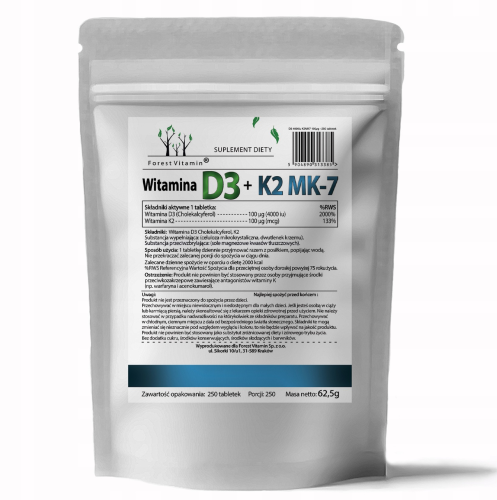 Forest Vitamin witamina D3 4000 IU K2 MK-7 100 MCG forte cholekalcyferol